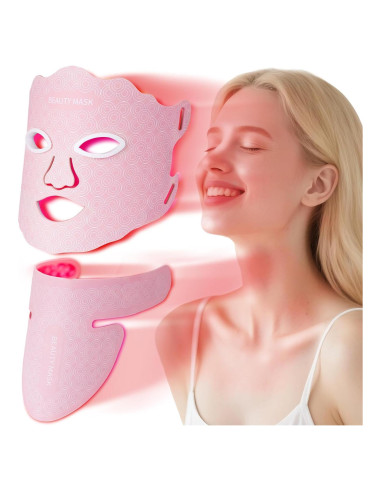 Máscara de Luz LED Terapia Facial y Cuello 7 Colores