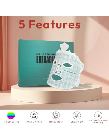 Máscara Facial LED EveRadiant 7 Colores Antienvejecimiento 240 LEDs