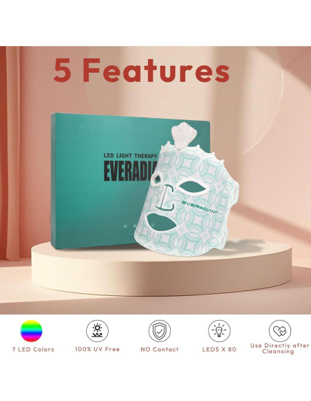 Máscara Facial LED EveRadiant 7 Colores Antienvejecimiento 240 LEDs