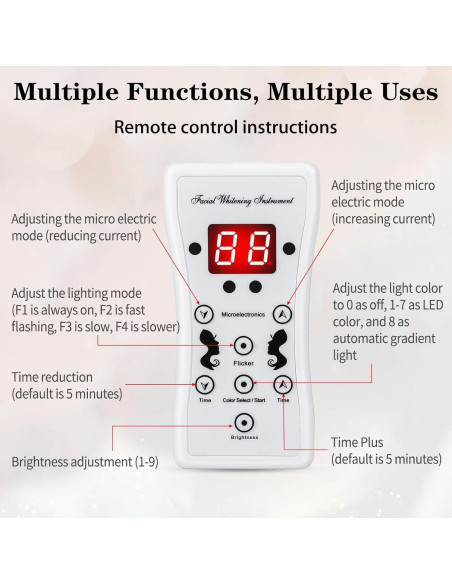 Máscara LED Terapia de Luz Roja 7 Colores 18FTRabbit