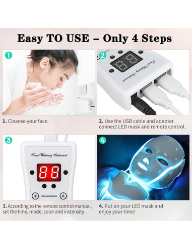 Máscara LED Terapia de Luz Roja 7 Colores 18FTRabbit