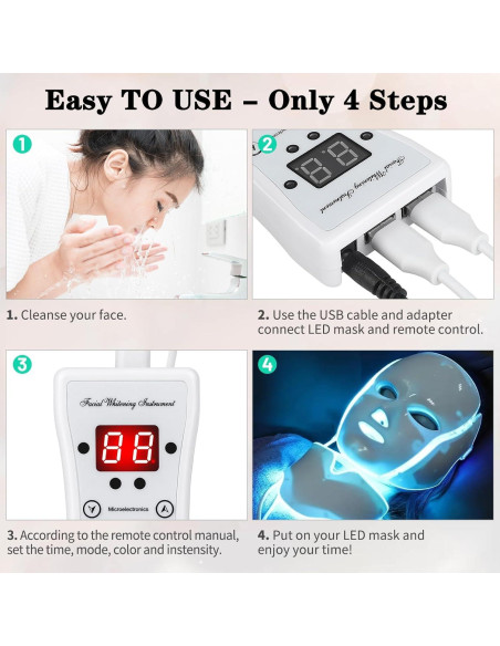 Máscara LED Terapia de Luz Roja 7 Colores 18FTRabbit