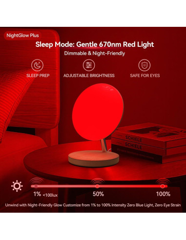 Luz Nocturna Roja CAREMORR RT012US con Temporizador y Dimmer