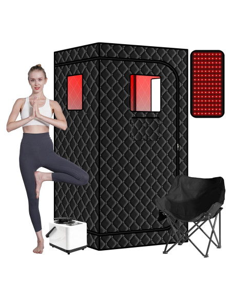 Sauna de Vapor Portátil Hoolife 3L 1100W con Luz Infrarroja