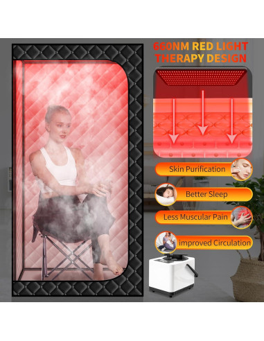 Sauna de Vapor Portátil Hoolife 3L 1100W con Luz Infrarroja