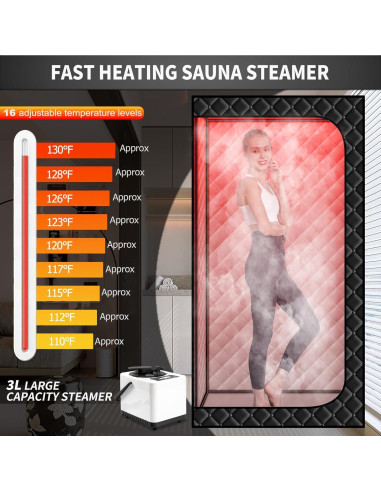 Sauna de Vapor Portátil Hoolife 3L 1100W con Luz Infrarroja