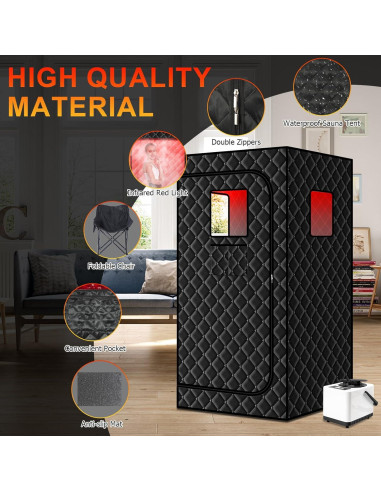 Sauna de Vapor Portátil Hoolife 3L 1100W con Luz Infrarroja
