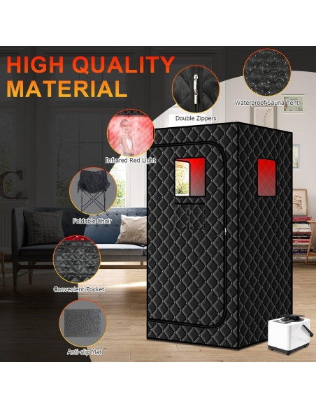 Sauna de Vapor Portátil Hoolife 3L 1100W con Luz Infrarroja