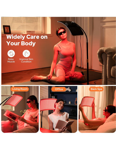 Lámpara de Terapia de Luz Roja SUNKENET 660nm y 850nm para Cuerpo y Cara