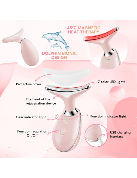 Masajeador Facial LED 7 Colores Scopck - Cuidado de Piel Rosa