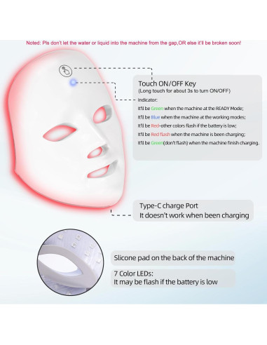 Máscara Facial LED KNNKNN Terapia de Luz 7 Colores Portátil