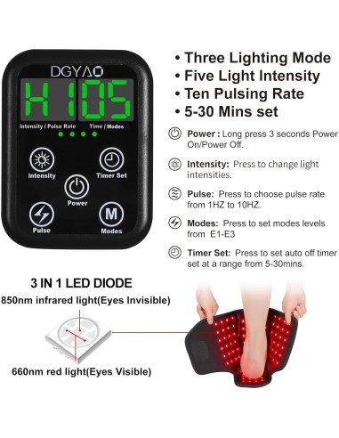 Terapia de Luz Roja DGXINJUN para Pies y Tobillos Portátil