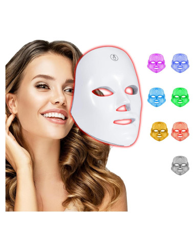 Máscara Facial LED Terapia BeaRay 7 Colores Portátil Inalámbrica