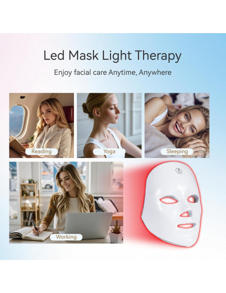 Máscara Facial LED Terapia BeaRay 7 Colores Portátil Inalámbrica Máscara Facial LED Terapia BeaRay 7 Colores Portátil Inalámbrica