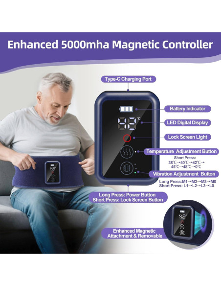 Cinturón Masajeador Eléctrico YIYIOOTH con Calor y Luz Roja