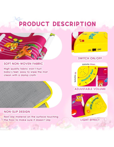 Alfombra de Piano M SANMERSEN 100 cm para Niños 1-3 Años