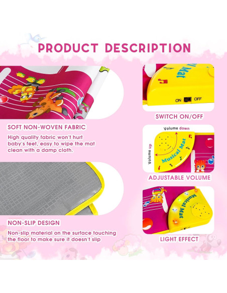 Alfombra de Piano M SANMERSEN 100 cm para Niños 1-3 Años