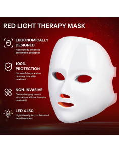 Máscara de Luz LED ZENG Terapia Facial 7 Colores 25.9x21.6cm 2