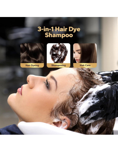 Champú 3 en 1 Octooboo para Teñir Cabello Castaño Oscuro