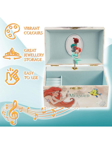 Caja de Joyería Musical Disney para Niñas - Encanto, Frozen, La Sirenita