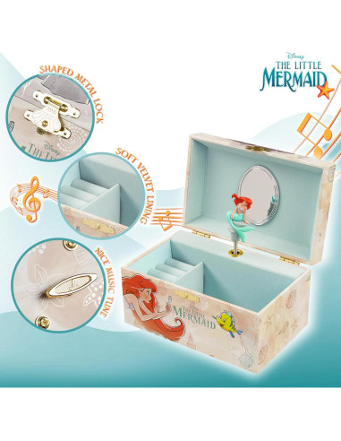 Caja de Joyería Musical Disney para Niñas - Encanto, Frozen, La Sirenita
