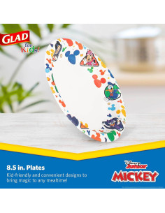 Platos de Papel Desechables Glad Disney Mickey 21.6 cm - 40 Unidades 2
