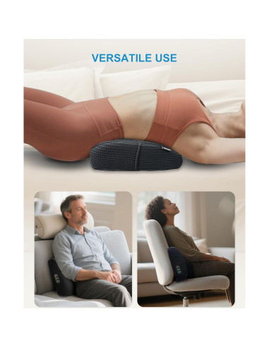 Cojín Lumbar Calentado y Masajeador Ergonómico Negro