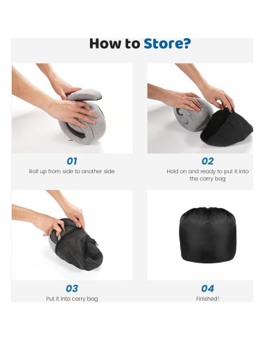 Almohada de Cuello 4litamz Gris Pequeño Espuma de Memoria