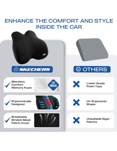 Almohada Lumbar Espuma con Memoria Skechers Negro 41x23cm