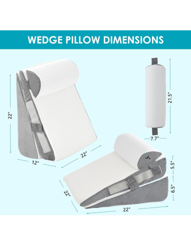 Juego de 3 Almohadas en Cuña Ajustables WGAKCED - Alivio Reflujo