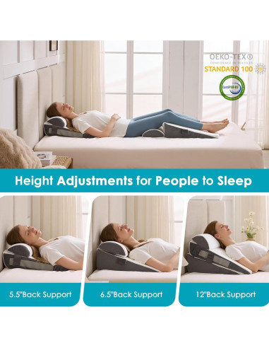 Juego de 3 Almohadas en Cuña Ajustables WGAKCED - Alivio Reflujo