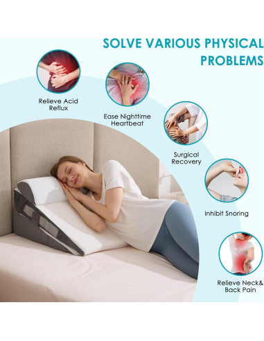 Juego de 3 Almohadas en Cuña Ajustables WGAKCED - Alivio Reflujo