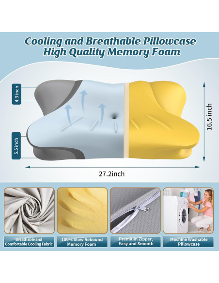 Almohada Cervical Crisgo - Espuma Viscoelástica Refrigerante 69x42cm