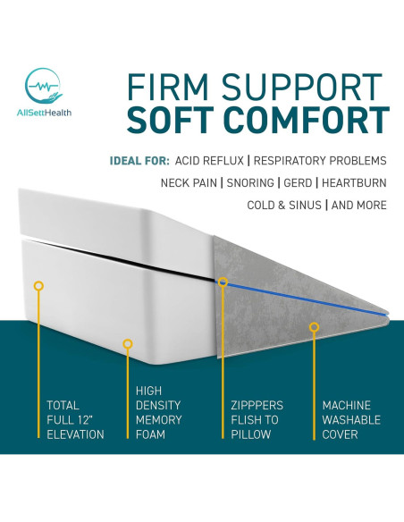 Cojín en Cuña Ajustable AllSett Health - Espuma Viscoelástica 3 en 1