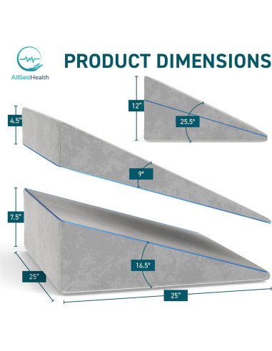 Cojín en Cuña Ajustable AllSett Health - Espuma Viscoelástica 3 en 1