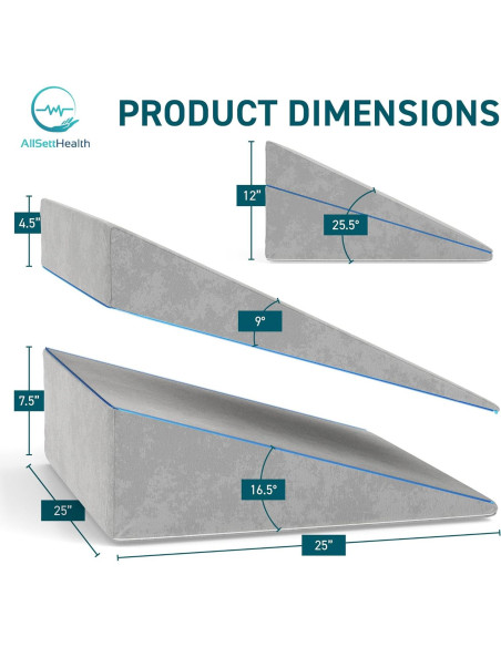 Cojín en Cuña Ajustable AllSett Health - Espuma Viscoelástica 3 en 1