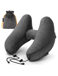 Almohada Inflable de Viaje Rewondah para Cuello - Gris Oscuro