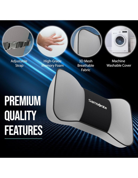 Almohada de Cuello Samsonite SA5249 - Espuma Viscoelástica Ergonómica Gris