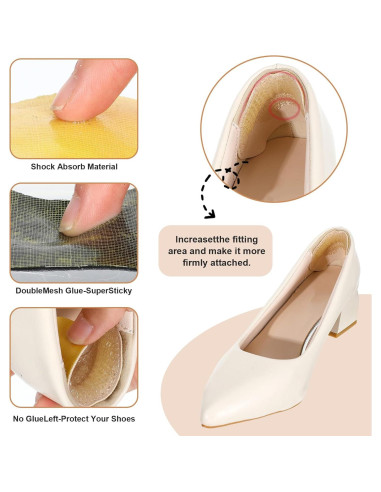 4 Pares Almohadillas de Talón YBEATY Gel Suave Antideslizantes