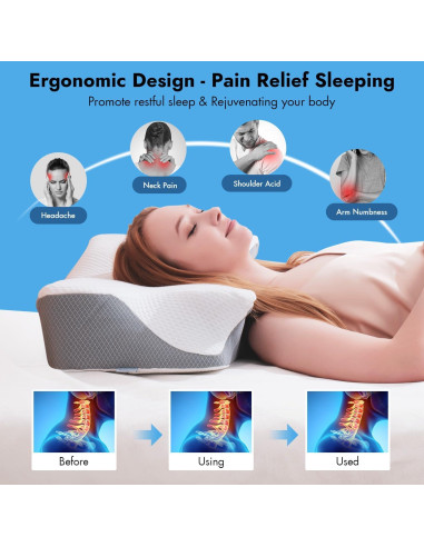 Cojín Cervical Anvo Firme Reina Espuma Viscoelástica Crema