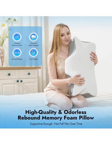 Cojín Cervical Anvo Firme Reina Espuma Viscoelástica Crema