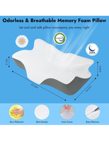 Cojín Cervical Anvo Firme Reina Espuma Viscoelástica Crema