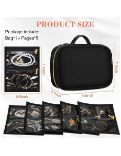 Organizador de Joyas de Viaje KPWEPK Negro - Estuche Portátil 2