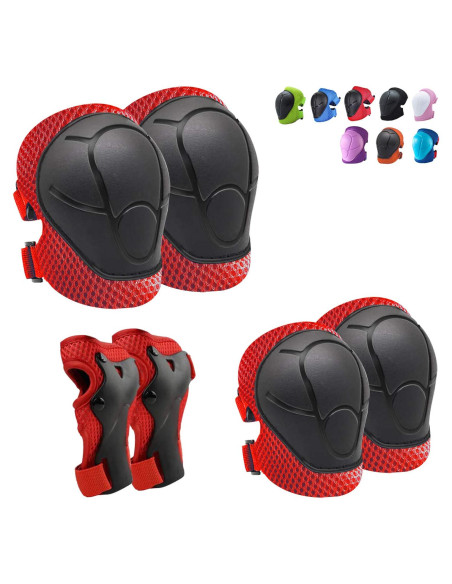 Set de Rodilleras y Codilleras CKE para Niños 3 en 1 Rojo