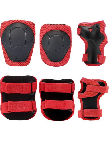 Set de Rodilleras y Codilleras CKE para Niños 3 en 1 Rojo