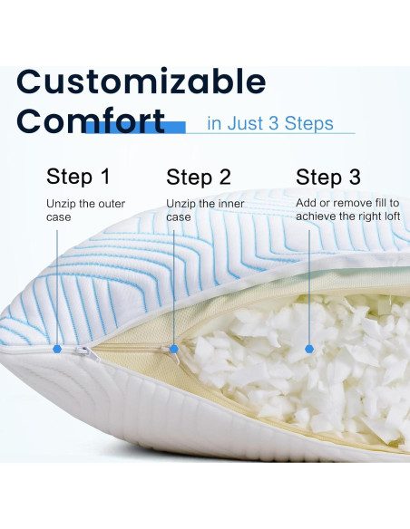 Cojines de Cama VONPURE Queen Espuma Viscoelástica 2 Piezas