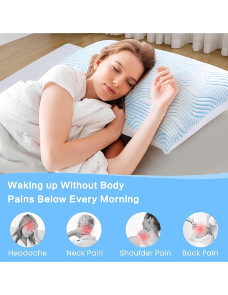 Cojines de Cama VONPURE Queen Espuma Viscoelástica 2 Piezas