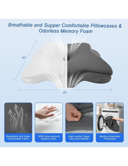 Almohada Cervical Ergonómica QIUBABYO Espuma Viscoelástica