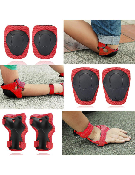 Set de Rodilleras y Codilleras CKE para Niños 3 en 1 Rojo