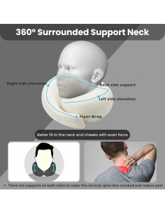 Almohada de Cuello HomeyJoy 360 Espuma de Memoria Gris 2